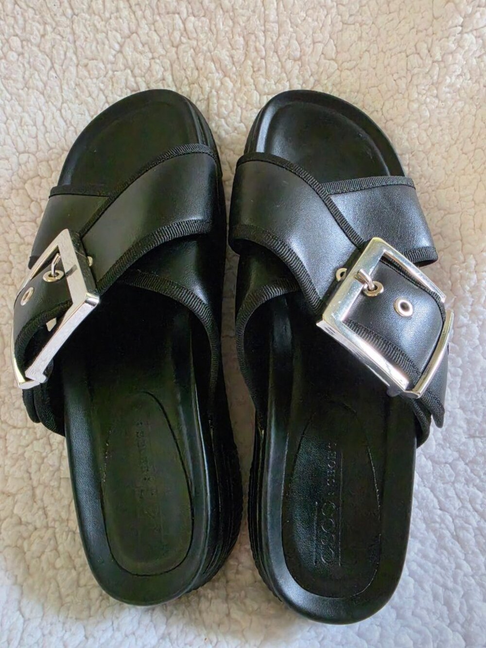 ASOS Ladies Black Wedge Slide Sandals